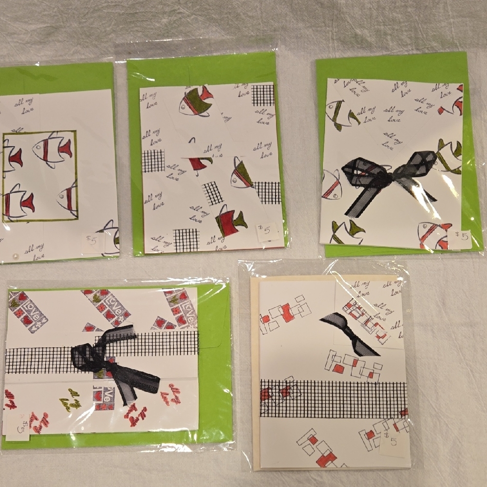 Elegant Green and White Handmade Cards